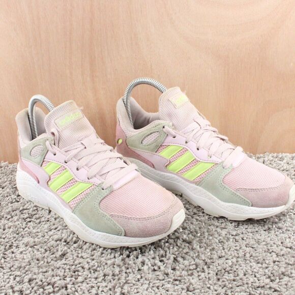 Adidas Crazychaos Sneakers Youth Girls 4.5 Pink Green Suede Mesh - Picture 2 of 12
